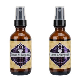 Bourbon Royalty Royal Throne Before You Go 4 Ounce Glass Bottle Scented Toilet Bowl Bathroom Spritz Spray, Lemon & Bergamot, Yellow, 2 Pack