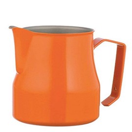 Motta Stainless Steel Professional Milk Pitcher, 17 fl. oz, Orange