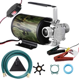 TIGEROAR 12V Water Pump Utility Water Transfer Pump 330 GPH RV Rain Pond with 6 ft. Suction Pump Hose and Replacement Kit for Water Transferring
