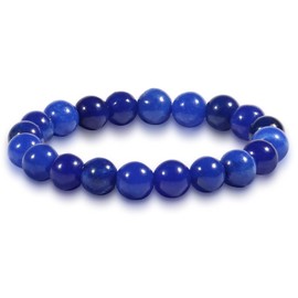 10mm Rosenquarz Kristall Armband für Frauen Männer, Naturstein Rosa Quarz Kristall Perle Heilung Armband, Einstellbare Dehnbar Perlen Armband Bringen Glück und Positive Energie (Lapislazuli)