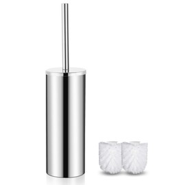 FIISAYL Miroir Toilet Brush with Stainless Steel Handle and Base Silver