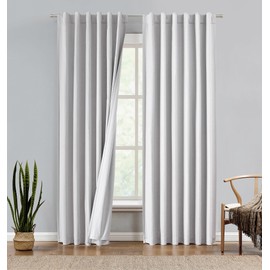Central Park Silver Gray Cotton Linen Full Blackout Curtain Farmhouse Window Treatment with Back Tab Rod Pocket Thermal Insulated Triple Weave Rustic Drapes for Bedroom with Liner, 50"x90", 2 Panels