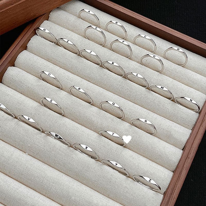 Silver Initial Rings for Women Adjustable Letter Ring Stackable Initial