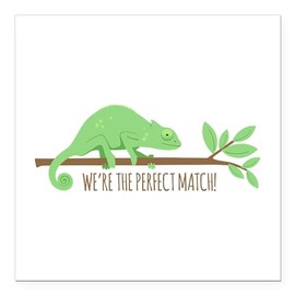 CafePress Chameleon Lizard Perfect Match Love Square Car Mag Square Car Magnet, Magnetic Bumper Display