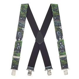 Suspender Store Novelty Black Bear Suspenders - 2-Inch Wide Elastic - X-Back - Gator Clip - 48" for 5'9" to 6'2" tall