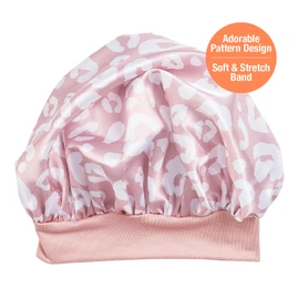 Red by Kiss Baby Satin Bonnet Sleep Cap for Infants,Soft, Stretchy, and Safe, Protects Baby Hair from Frizz & Breakage, Friction Bald Spots (Pink Leopard, 6-18M)