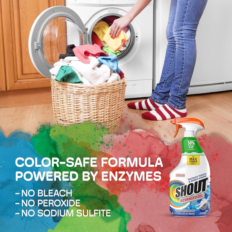 SHOUT Advanced Laundry Stain Remover Gel for Clothes Laundry, Breaks
