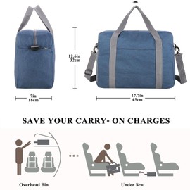 For Spirit Airlines Personal Item Bag 18x14x8 with Wet Pocket Foldable Travel Duffel Bag Underseat Carry on for Men Women(30LNavyblue)