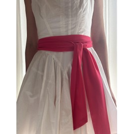 HOSINSECT Chiffon Sash Belt Dress Sash Bridal Wedding Bow Belt 4" Wide (Hot pink)