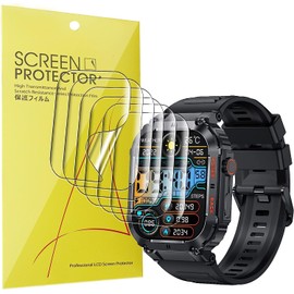 Compatible for K57 Smartwatch Screen Protector, Sahouden Full Coverage TPU Clear Film Compatible for LIGE K57/PODOEIL K57/ EIGIIS K57 Smartwatch-1.96 inch (TPU-6 Pack)
