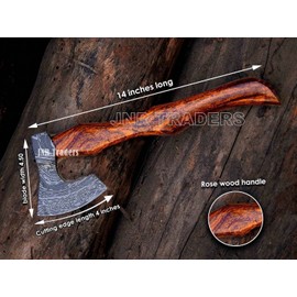 JNR TRADERS Hatchet Axe, Damascus Axe for Splitting and Cutting Wood,14 in Camping Axe, Throwing Axe, Vikinng Axe, Camping Hatchet for Backpacking AX-2236L