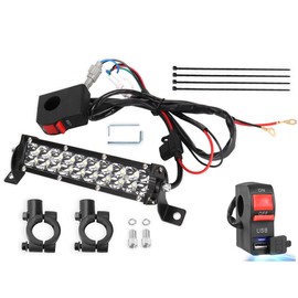 Cylemoto Light Bar Kit USB switch for KLX110 CRF110 TTR110 YZ250F Fits Most 7/8” Handlebars 60W Led Headlight Bar Socket Charger USB
