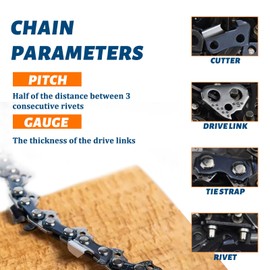 18 Inch Chainsaw Chain 3/8"LP Pitch 050"Gauge 62 Drive Links-91PX Fits for Husqvarna Poulan Craftsman Echo and More