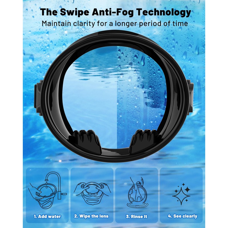 Snorkeling Gear Adults Women Men Youth Dry-Top Diving Mask Tempered