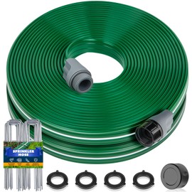 Jin&Bao Sprinkler Hose with Holes 75FT, Heavy Duty Watering Garden Hose, High-Efficiency Sprinklers System for Lawn and Garden with Staples