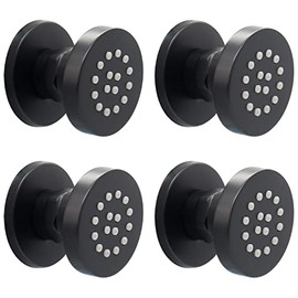 HOMEDEC 2inch Round Brass Showerhead Shower Jet Massage Spa Body Sprays Wall Mount, 4pcs, Matte Balck