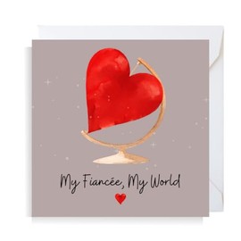 Second Ave My Fiancee My World Heart Square Valentine's Day Birthday Christmas Xmas Greetings Card
