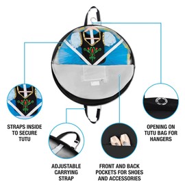 Kendall Country Professional Dance Pancake Tutu Bag - 3-inch Gusset, 2 deep Pockets for Tutu Skirts, Travel Storage Costumes, Ballerinas, and Competitive Dancers (Raven, 30-inch)