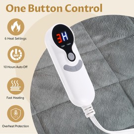 Eydna Electric Mattress Pad Twin Size 39"x75" with Adjustable 1-10 Hours Timer Auto Off, 6 Heat Setting, Fit Up to 15 Inch Deep Pocket, Machine Washable, Gray