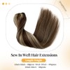 Sew in Weft Hair Extensions Blonde Highlight Human Hair Hand