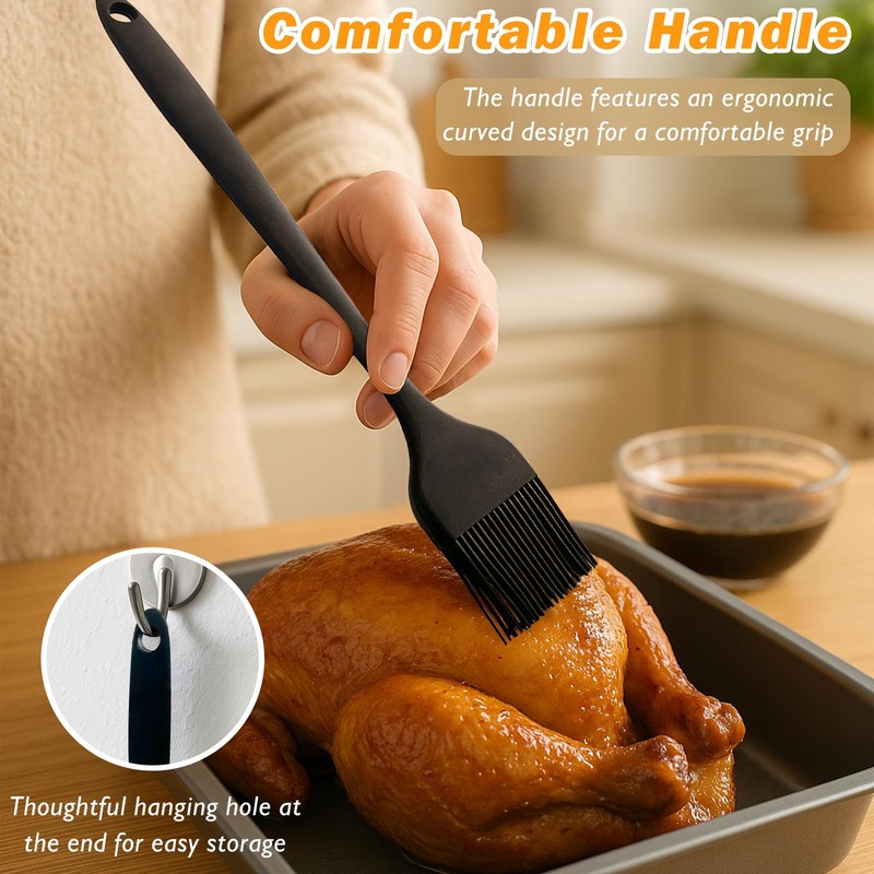Silicone Basting and Pastry Brush Set, 2-Piece Heat-Resistant Brushes with