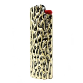 Metal Lighter Case Compatible BIC Standard J6 - Durable Lighter Cover and Holder Pouch for BIC Lighters,Texture Design in Bronze