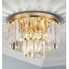 AGV LIGHTING CL006G Crystal Ceiling Light Fixture, Modern Semi Flush