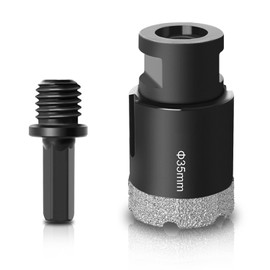 Kimlonton Diamond Hole Saw, Core Bit, Quality Dry Vacuum Brazed Diamond Drill Bit, Glass Drill Bit, M14 Thread, Hexagon, Shank, Hollow Core Hole Saw (1.4 inches (35 mm), For Pottery, Tile, Marble, Glass, Drilling Tool, Tile Hole Saw for Angle Grinders