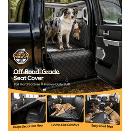 Wigoo Dog Car Seat Cover for Back Seat, 450lb Hardbottom Dog Hammock,Waterproof & Anti-Scratch Backseat Protector for 1-4 Large/Medium Dogs, Seat Extender for SUV Medium Truck, Size-L, Black+Orange