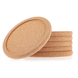 6Pcs Cork Coasters for Drinks Absorbent, 4 Inch Drink Coaster Used for Cold Hot Beverages Glasses Mugs Cups Set Reusable Absorbent Pads for Coffee Tables Office Desks Bar Counters