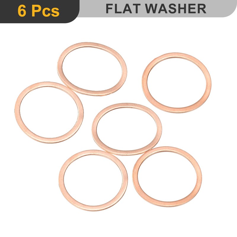 sourcing map M33 Flat Washer, 6 Pcs Copper Ring Flat