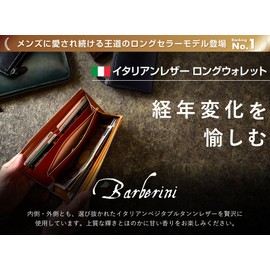 BARBERINI Men's Women's Long Wallet, Genuine Leather, Skimming, RFID Protection, YKK Italian Leather, L-Shaped Zipper Wallet, Braun