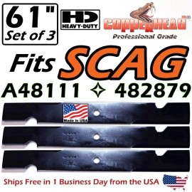 For SCAG COPPERHEAD 3-PK 61" HD SCAG CHEETAH TURF TIGER WILDCAT BLADES A48111, 482879 USA