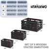 HTAYUXWO Storage Crates Nesting Wooden Boxes 3 Pack,Wood Storage Crates