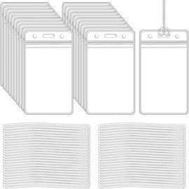 10 Pack Clear Plastic Luggage Bag Tag Holder Badge Label Tag Holder with 10 Pack Luggage Loops Straps for Office Business Travel Supplies - Number of Items: 100