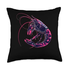 Cherry Shrimp Retro Sci-Fi Throw Pillow