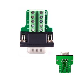 YIOVVOM DB9 Breakout Connector to Wiring Terminal RS232 D-SUB Male Serial Adapters Port Breakout Board Solder-Free Module with case (Male Connector + Female Connector)