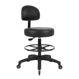 Economical Multi-Purpose Medical Spa Drafting Stool with Adjustable seat and Back Height. Advanced Fabric seat Cover is Easy to Clean. Blade Wheels (Tall Bench Height Black)