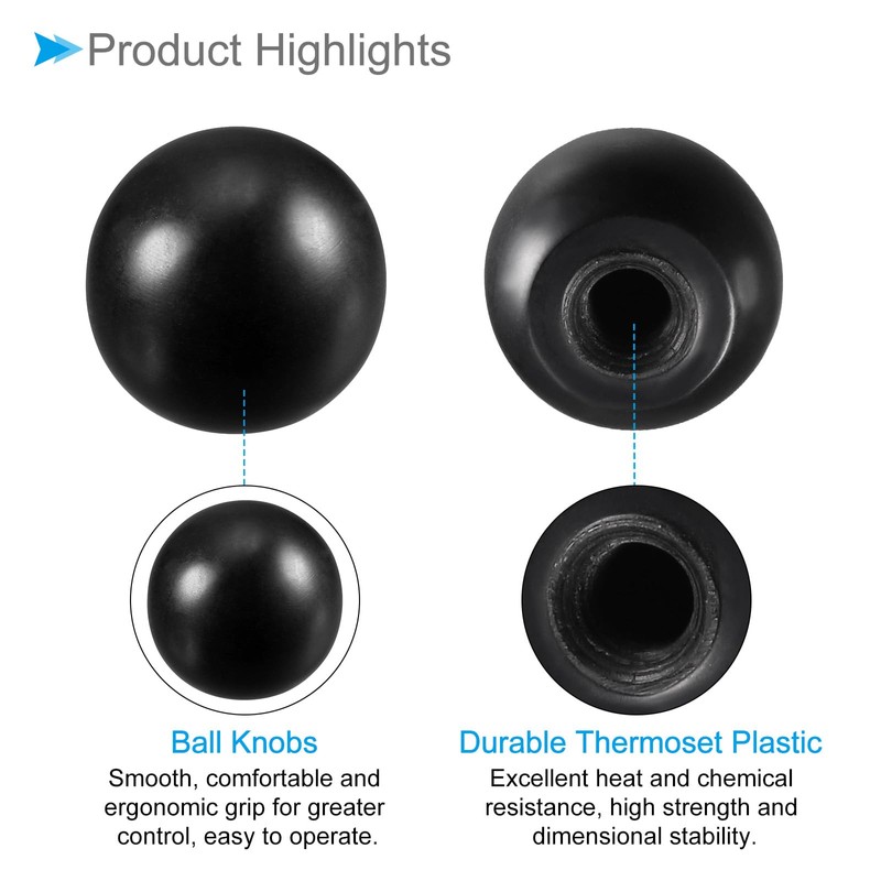 CoCud Duroplast Ball Knobs M5 Female Thread 16 mm Diameter