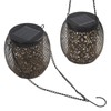 2pcs Outdoor Hanging Solar Lanterns IP65 Waterproof Solar Wrought Iron