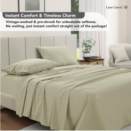 LANE LINEN Sheet Sets Full Size Bed - 100% Cotton Full Size Bed Sheet, 4 PC Full Bed Sheet, Soft & Breathable Percale Sheets, 15" Deep Fitted Sheet Full Size, Hotel Luxury Sheets - Linen