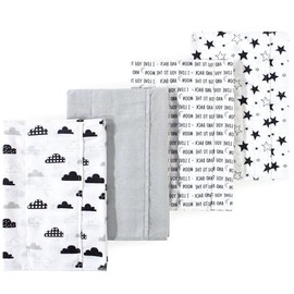 Luvable Friends Hudson Baby Flannel Burp Cloths 4pk, Black Moon