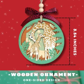 Giraffe Ornament - Giraffe Christmas Ornament - Giraffe Ornaments for Christmas Tree, Giraffe Animal Christmas Ornaments - Giraffe Gifts for Women, Giraffe Lovers Gifts - Wood Christmas Ornament