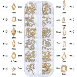 GeorgeX Pedrería para Uñas Dorado Champagne, Diamantes de Imitación de Plana Gemas, kit de Pedrería para Uñas para Pintura Facial, Pinzas, Bolígrafo para Pegar Diamantes