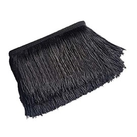 Yalulu 10 Meters 10 Wide Lace Fringe Trim Tassel Fringe Trimming for DIY Latin Dress Stage Clothes Accessories Lace Ribbon (Black)