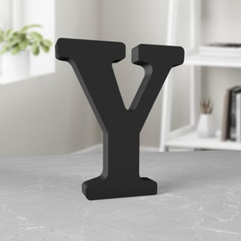 Aruatu 8 Inch Black Wood Letters Unfinished Wood Letter for Wall Decor Decorative Standing Letter Large Letters for Wall Decoration for Craft Home Party Projects (Y)