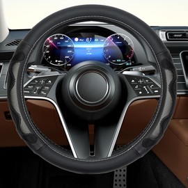 Steering Wheel Cover for Semi Truck 17.5-18 Inch, Extra Large Premium Leather Steering Wheel Cover with 3D Honeycomb Anti-Slip Design for Semi Truck, RV, Big Rig Trucker and 18 Wheeler - White