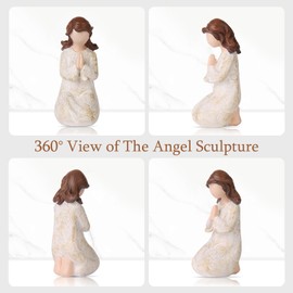 J JULONE Praying Figurines Statues, Baptism Confirmation First Communion Gifts for Teen Girls Women Christian Catholic Guardian,Sculpted Hand-Painted Figure (Retro)