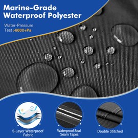 YimSting 1200D Waterproof Boat Cover - Fits 17' to 19' ft Bass, V-Hull, Tri-Hull, Fish & Ski, Runabout Bowrider Boats - Heavy Duty Canvas Black
