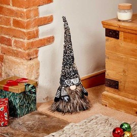 Marco Paul Christmas 55cm Standing Rebel Gonk Sparkle Furry Fabric Soft Touch Plush Festive Indoor Ornament Novelty Nordic Xmas Home Decoration Winter Santa Figure Home Decorations